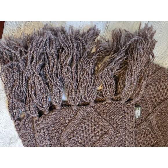 Eddie Bauer Brown Cable Knit Wool Scarf With Fringe - Picture 4 of 7